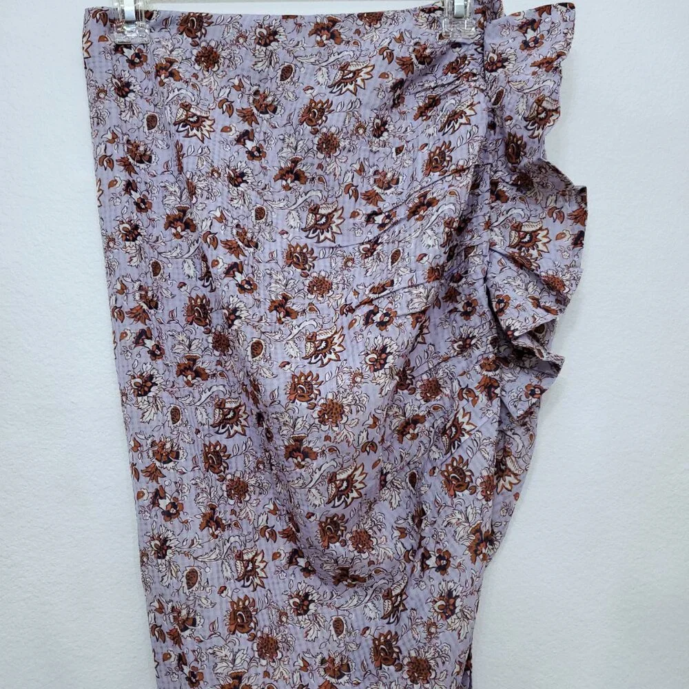 Veronica Beard Hazel Ruched Asymmetrical Skirt In Lavender Floral Print Size XS